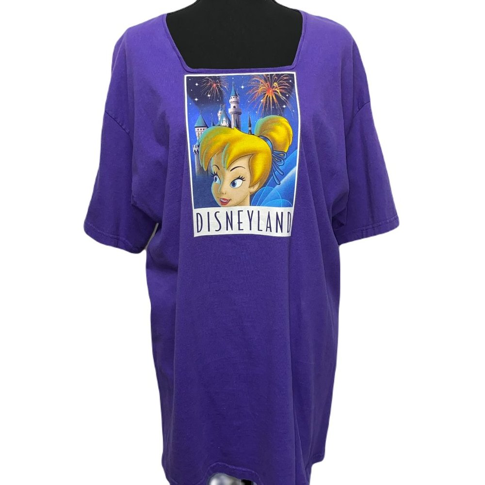 Disneyland Resort Vintage 90's Tinker Bell Square Neck Purple T-shirt Size L